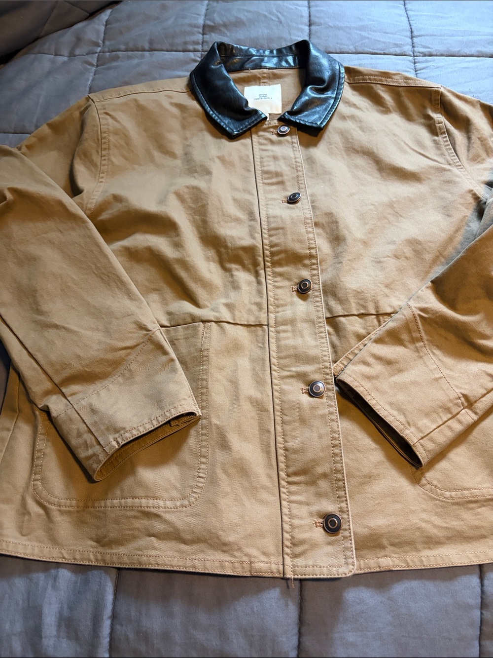 Thread & Supply Tan Jacket with Black Collar